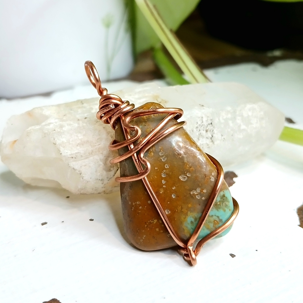Handcrafted Copper and Turquoise Pendant